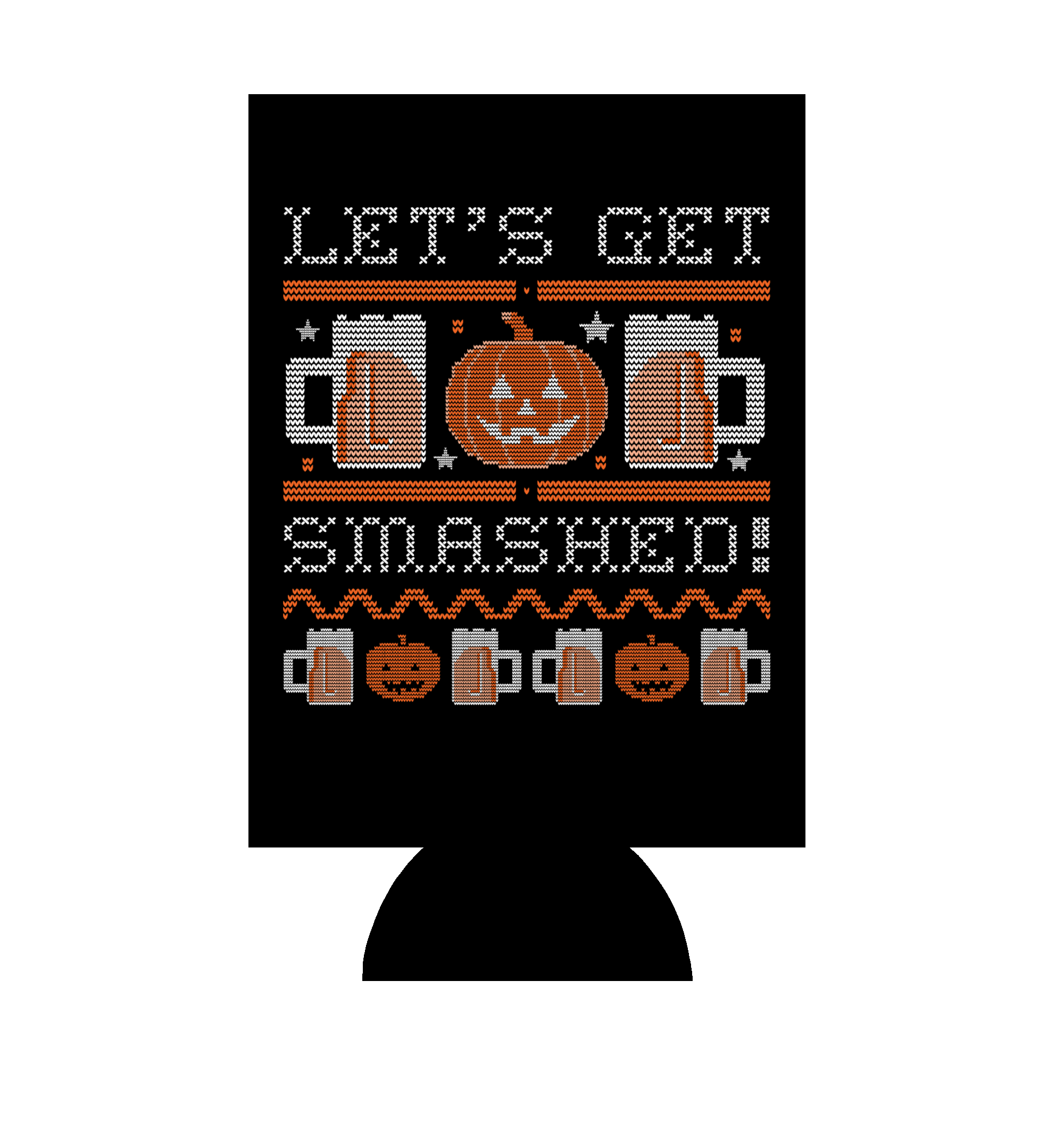 Let's Get Smashed Ugly Halloween Sweater Beer Can Hugger