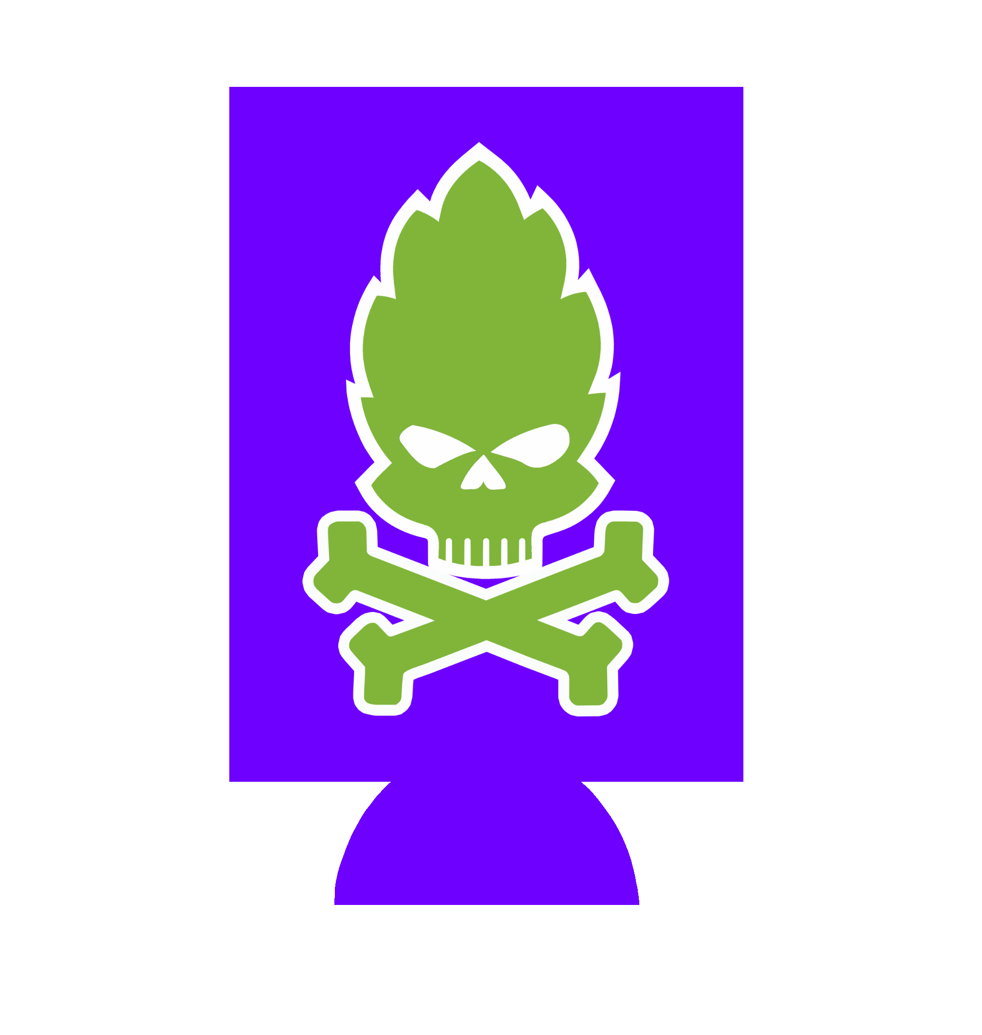 Purple neoprene hop skull and bones can cooler for 12-oz cans