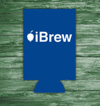 Sleek blue beer koozie with iBrew script