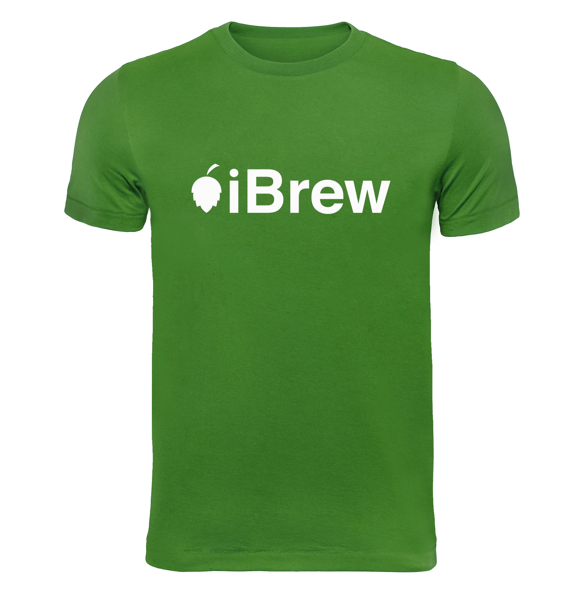Green t-shirt with white iBrew Homebrewer script design