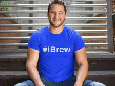 Blue iBrew Homebrewer Craft Beer T-Shirt Action Shot