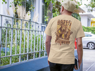 Tan Bates Brewery Beer T-Shirt - Beer Like Mother Used to Brew action shot