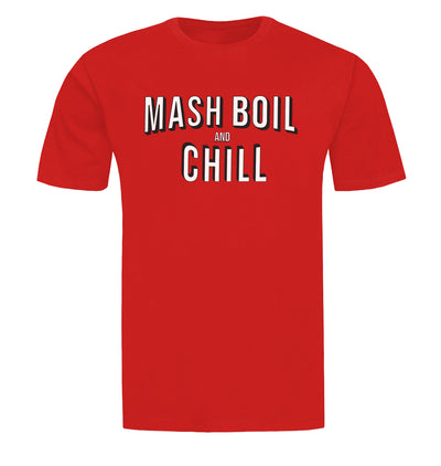 Red Mash, Boil and Chill Homebrewing Craft Beer T-Shirt Flat