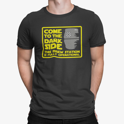 Craft beer shirt parodying sci-fi with a keg styled like the Death Star