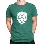 Green Hop Cone Beer T-shirt with large white hop cone graphic