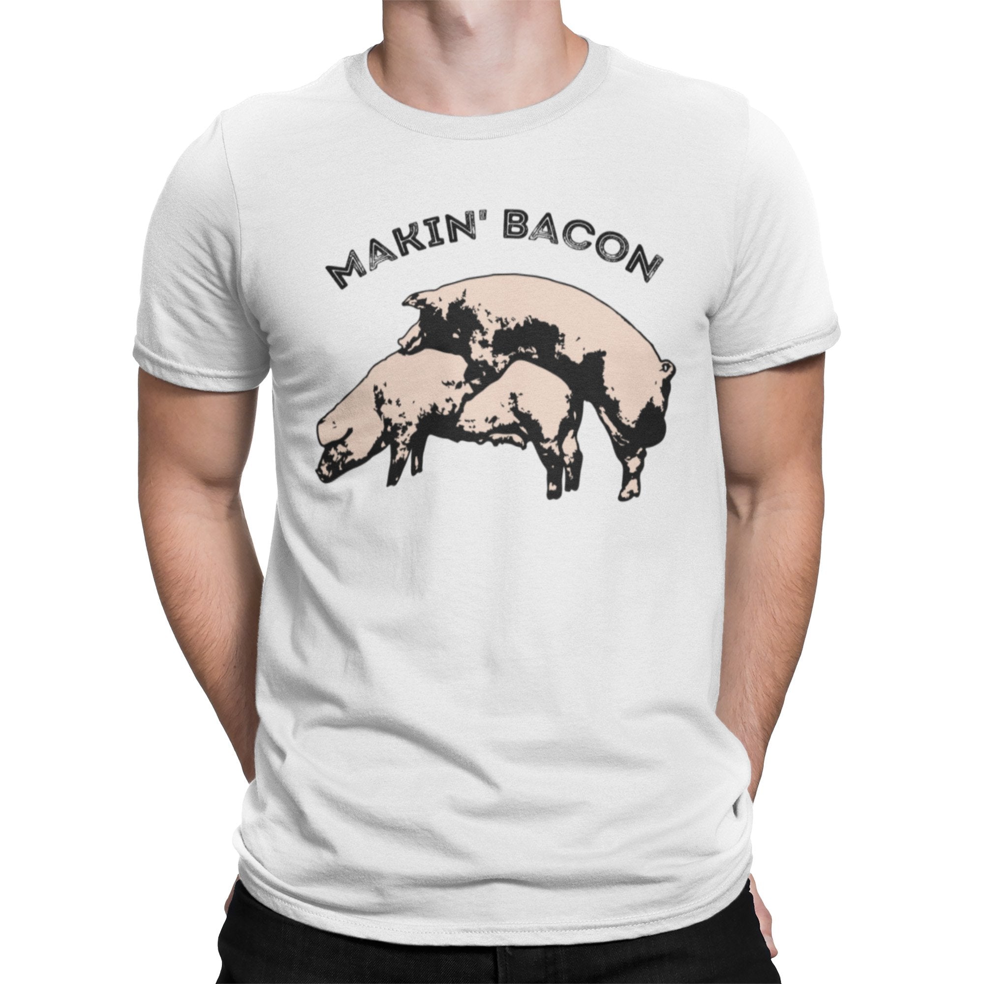 White Makin' Bacon BBQ T-Shirt