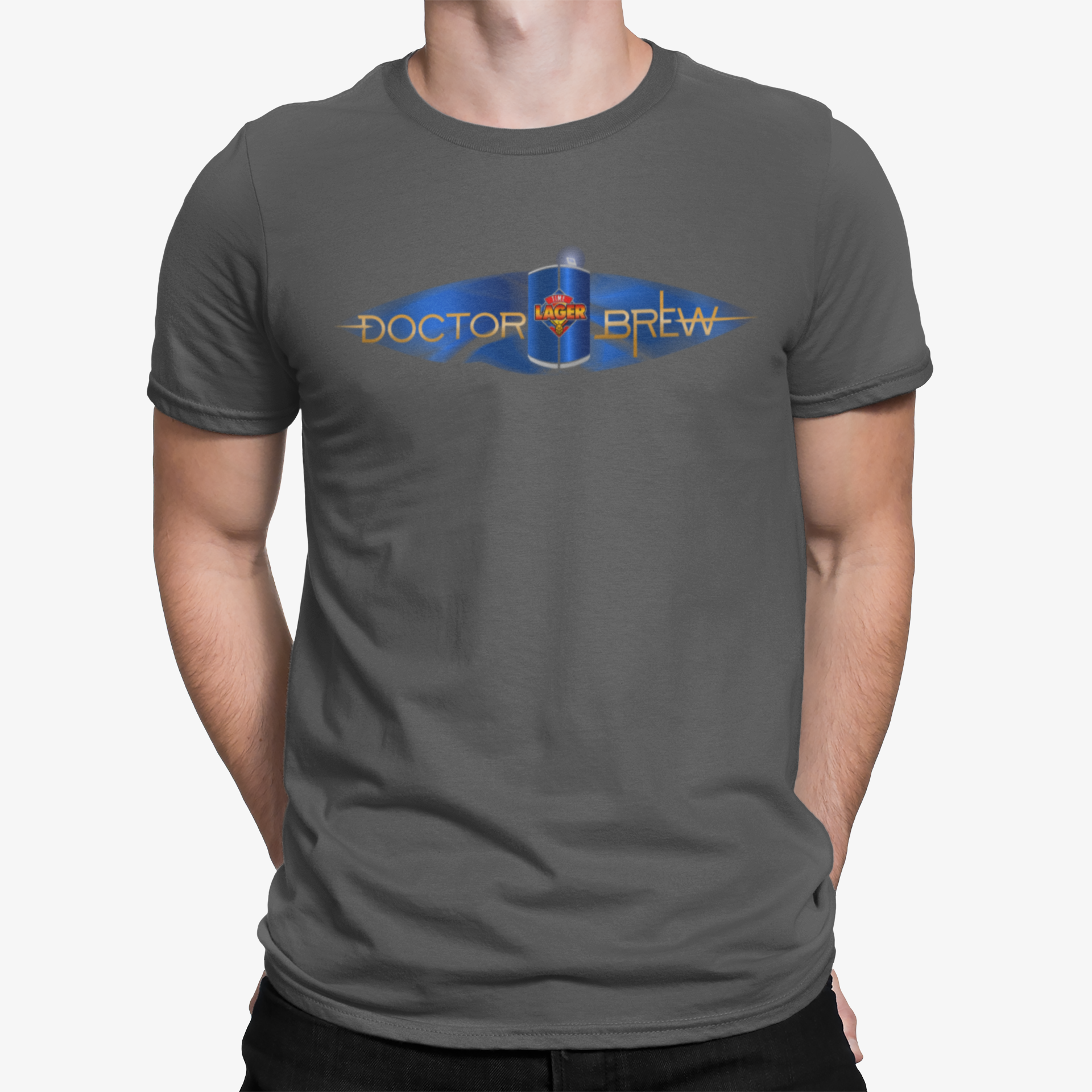 Unisex beer shirt with Doctor Brew design in navy, black, or grey