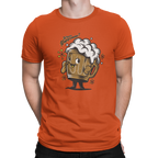 Orange t-shirt with cartoon beer mug and What’s Hoppenin’ text