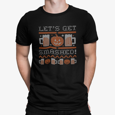 Black Let's Get Smashed Ugly Halloween Sweater Beer T-Shirt