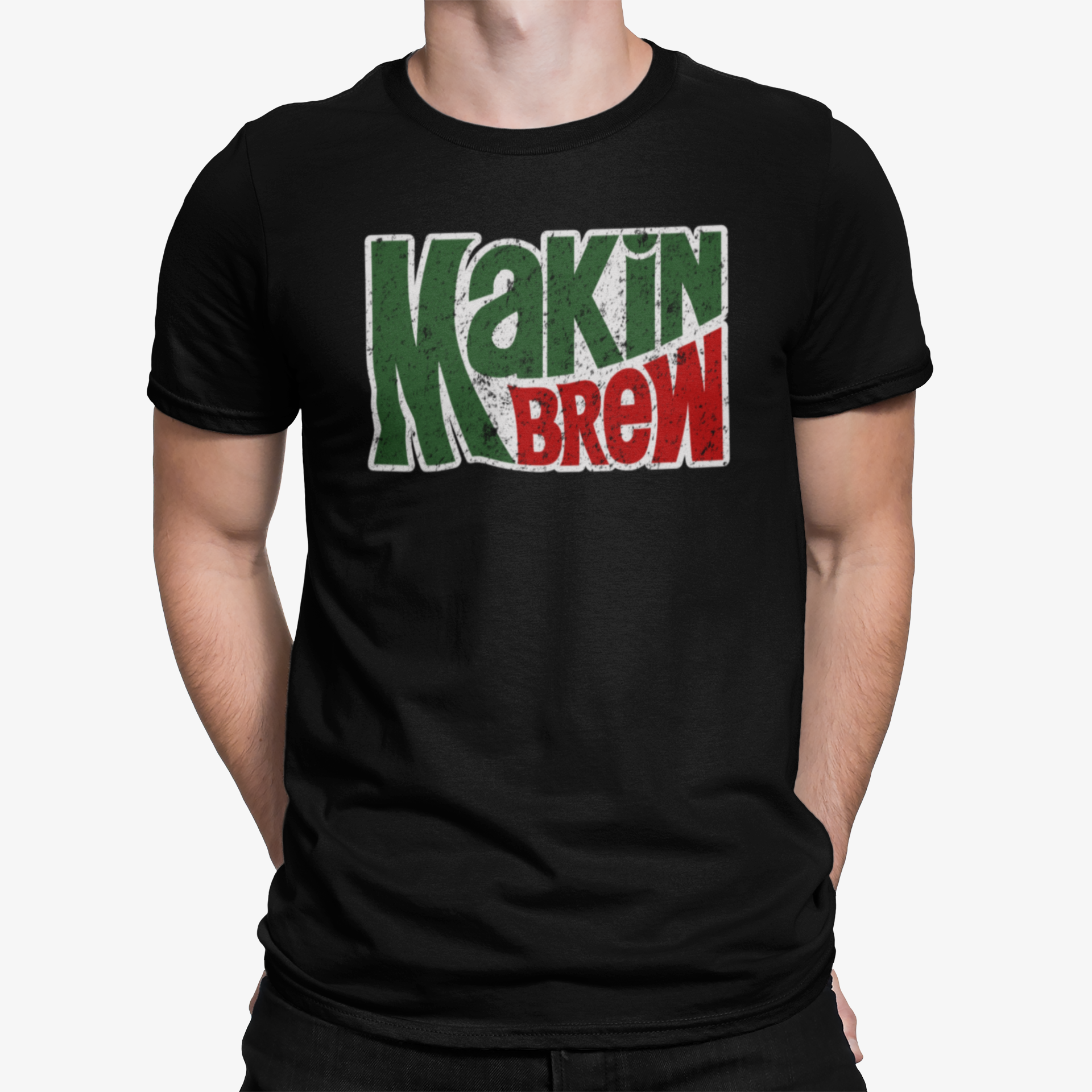 Black craft beer t-shirt with neon-inspired logotype