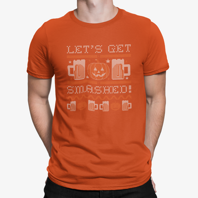 Orange Let's Get Smashed Ugly Halloween Sweater Beer T-Shirt