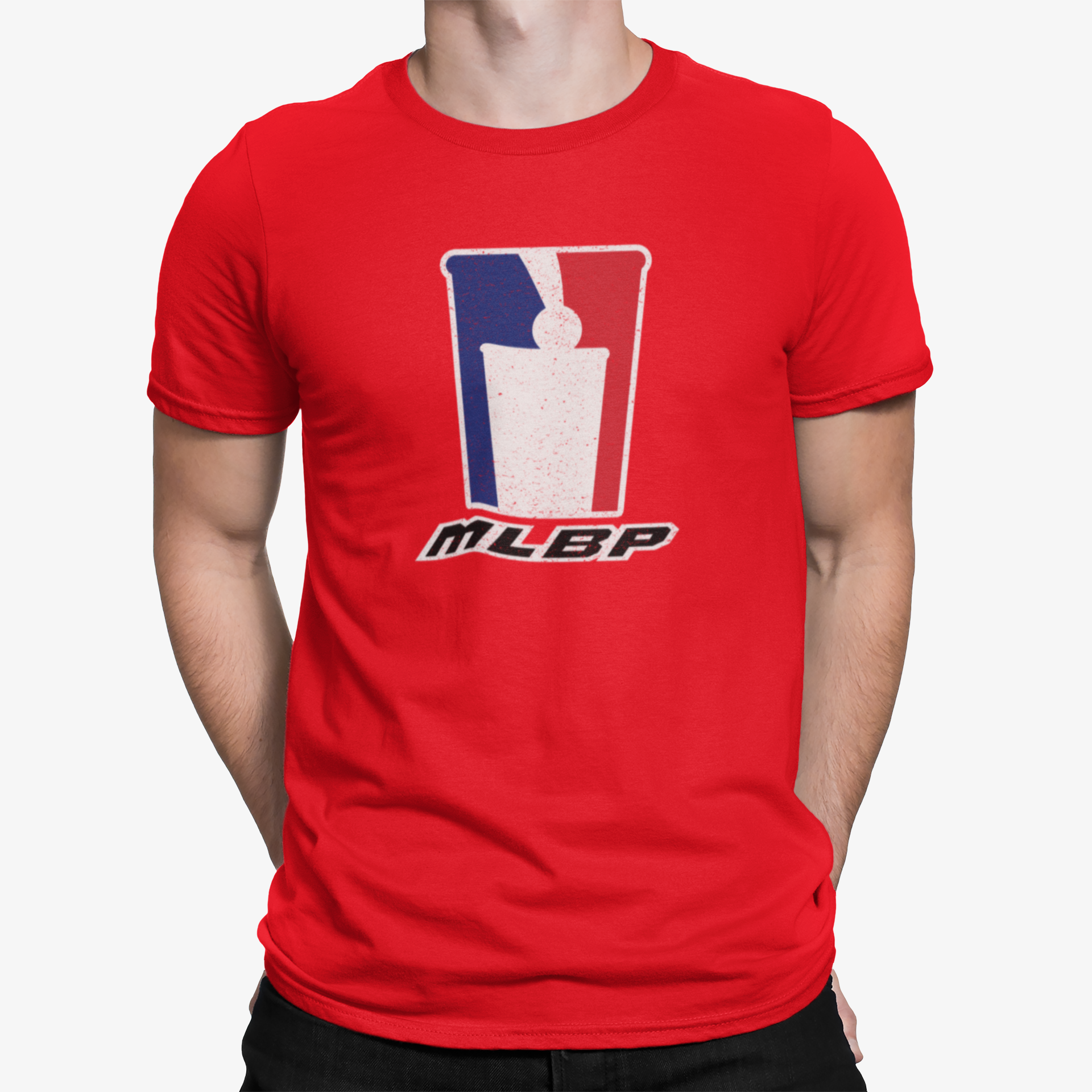 Sport-inspired craft beer pong t-shirt in red cotton