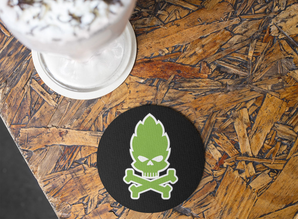 Hop Skull Round Beer Coaster Action Shot Rubber
