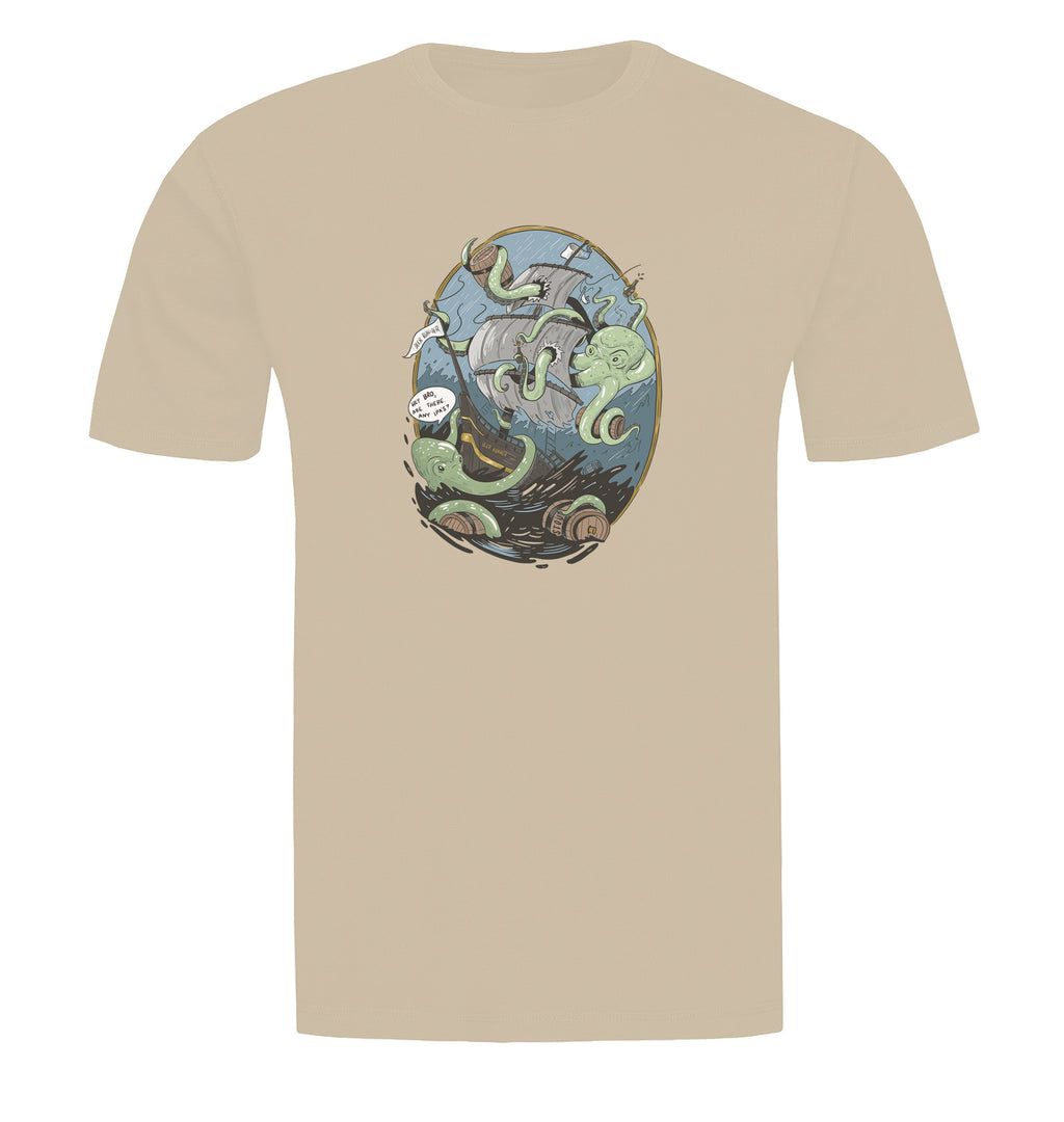 Giant Octopus Wants Beer shirt with cartoon kraken art