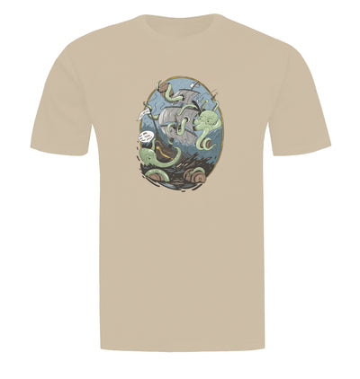 Giant Octopus Wants Beer Tan T-Shirt Flat