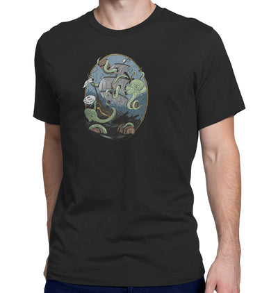 Giant Octopus Wants Beer Black T-Shirt on Model