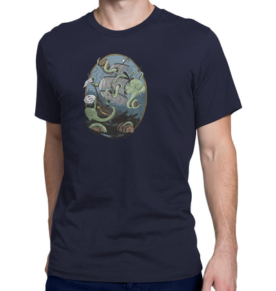 Giant Octopus Wants Beer Navy T-Shirt on Model