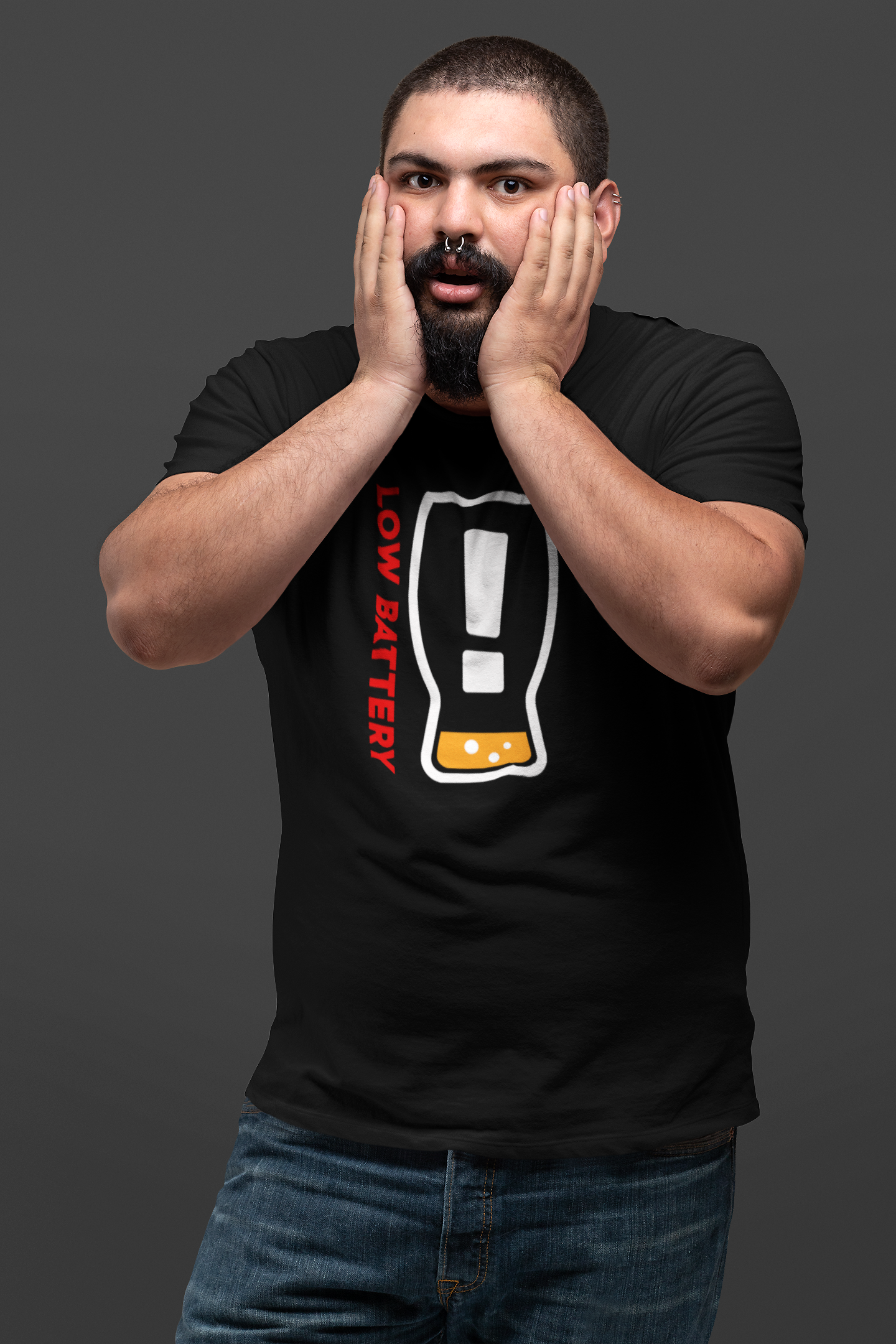 Craft beer tee with minimalist battery icon design