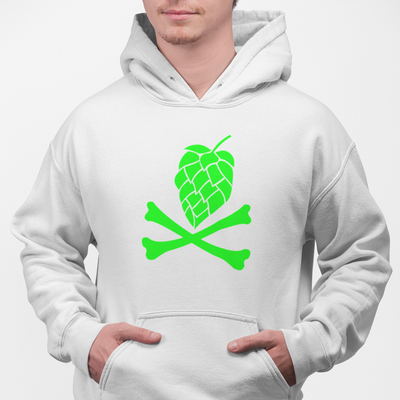 Green Hops and Crossbones Craft Beer Pullover Hoodie