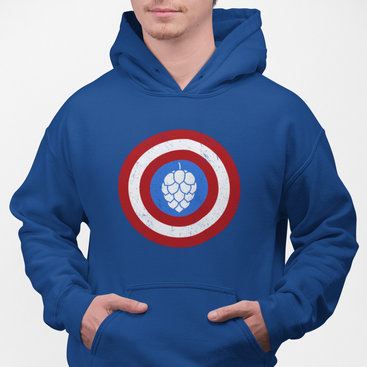 Armstrong quiero Abundantemente Captain Hop Cone America Shield Beer Pullover Hoodie - BrewSwag