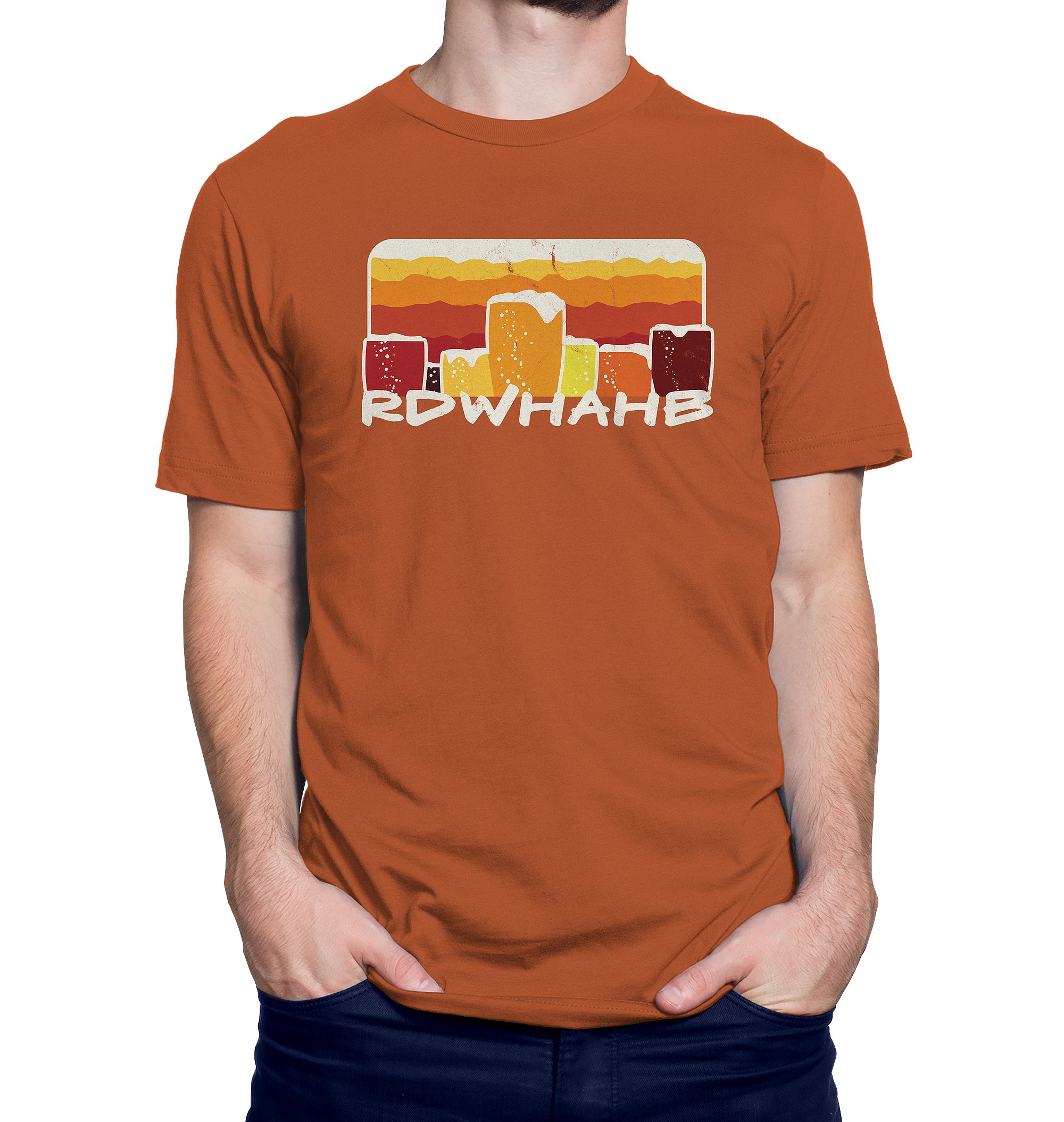 Orange ringspun-cotton tee featuring Relax Don’t Worry Have a Homebrew design