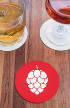 Hop Cone coaster keeping tables safe from condensation