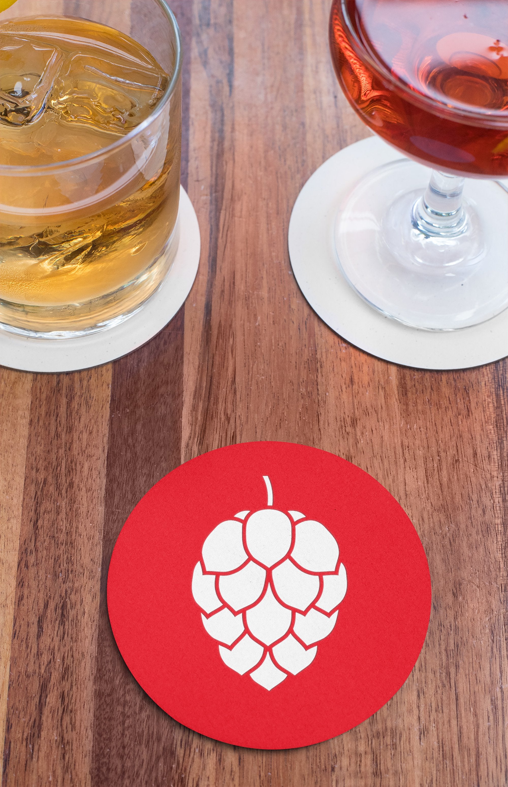 Hop Cone coaster keeping tables safe from condensation