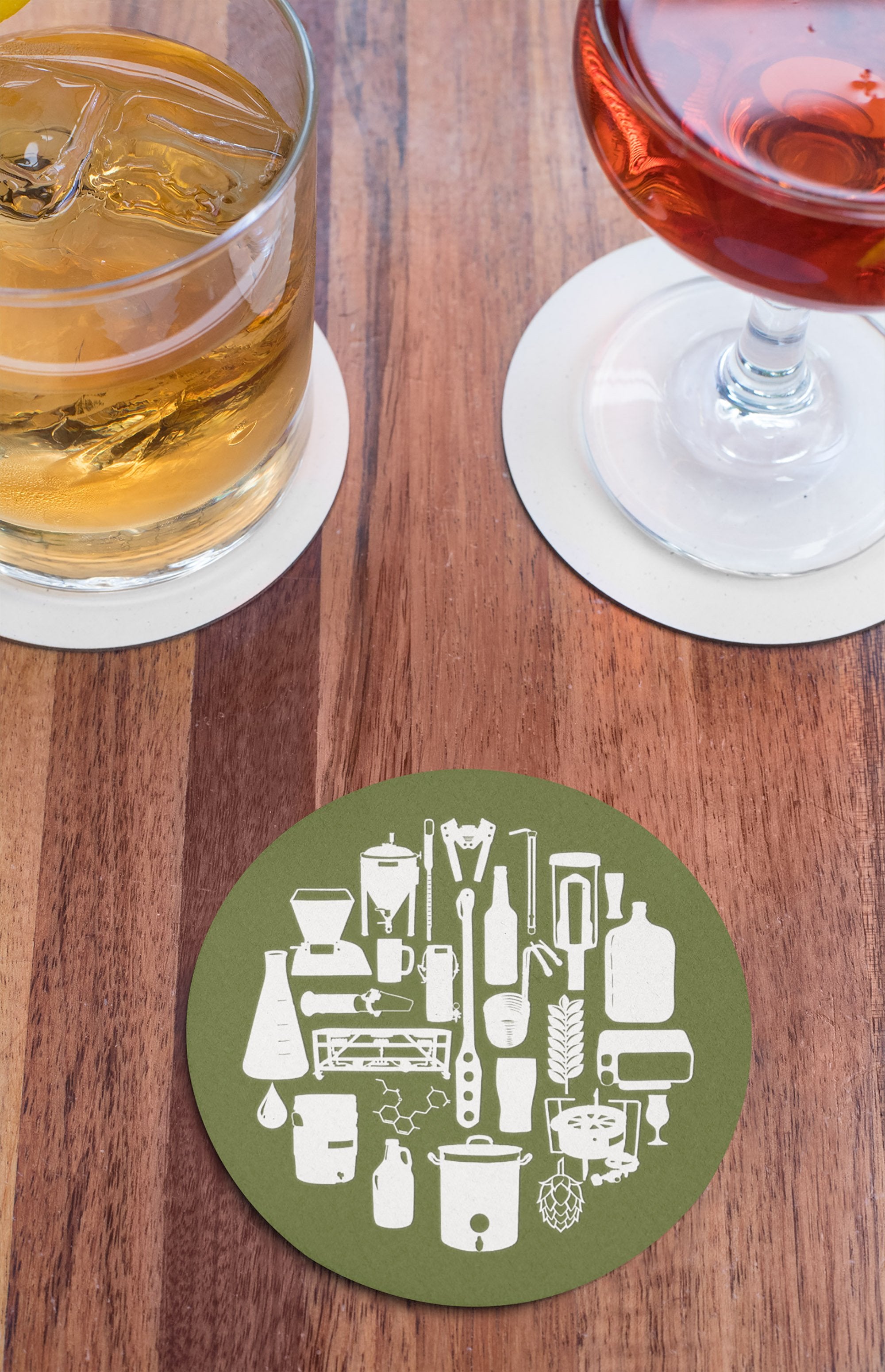 Tools of the Trade Round Beer Coaster Action Shot