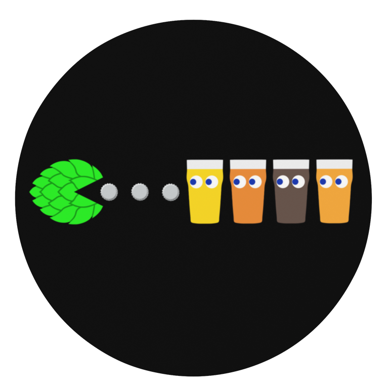 Hop Man Beer Gobbler coaster featuring retro arcade design