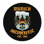 Round coaster with Munich Oktoberfest eagle and beer foam graphic