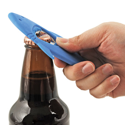 Blue Sharky Bottle Opener in Action