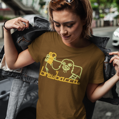 Brewbacca Beer Wars Brown Women's T-Shirt On Model