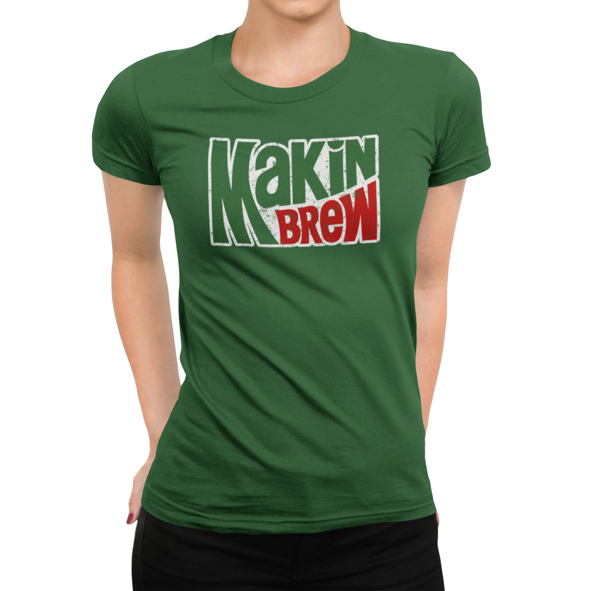 Front view of soda-parody homebrew t-shirt