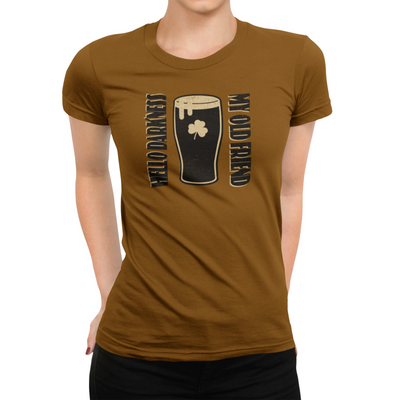 Brown Women's Hello Darkness My Old Friend Stout Beer T-Shirt