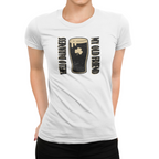 Women's stout beer shirt homage to dark brews with distressed vintage design