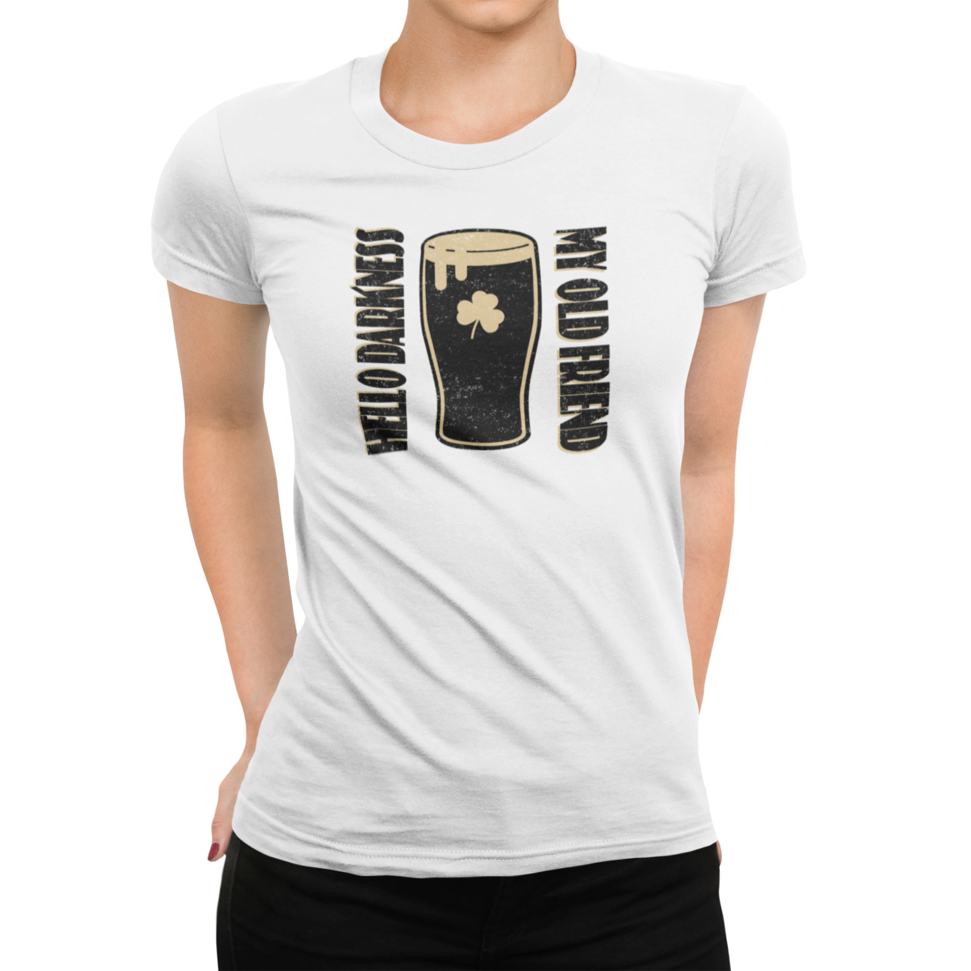 Women's stout beer shirt homage to dark brews with distressed vintage design