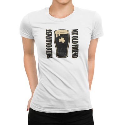 White Women's Hello Darkness My Old Friend Stout Beer T-Shirt