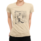 Short-sleeve fitted T-shirt with beer brewing character sheet for RPG fans
