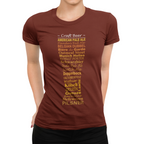 Golden beer font forming pilsner glass on brown unisex shirt