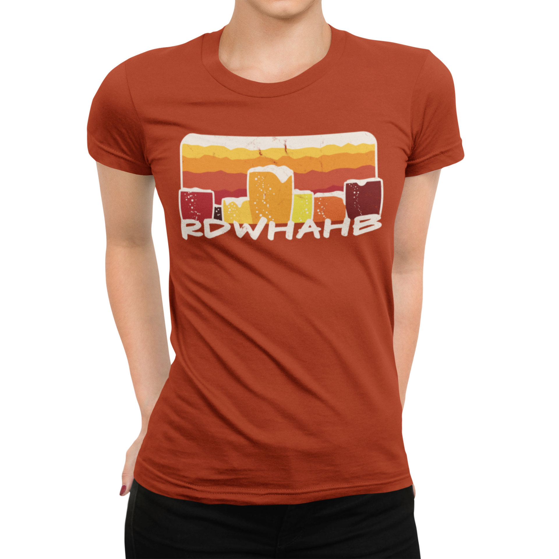 Breathable women's cotton shirt with homebrew slogan and sunset stripes