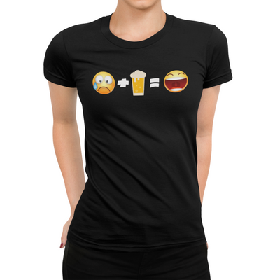 Sad Face + Beer = Happy Face Emoji Beer T-Shirt