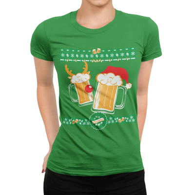 Green Women's Tasty Brew Christmas Beer Sweater Beer T-Shirt