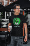 Hop Head Bottle Cap Skull Beer Black T-Shirt Action Shot