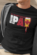 IV-drip beer bag illustration on black beer shirt