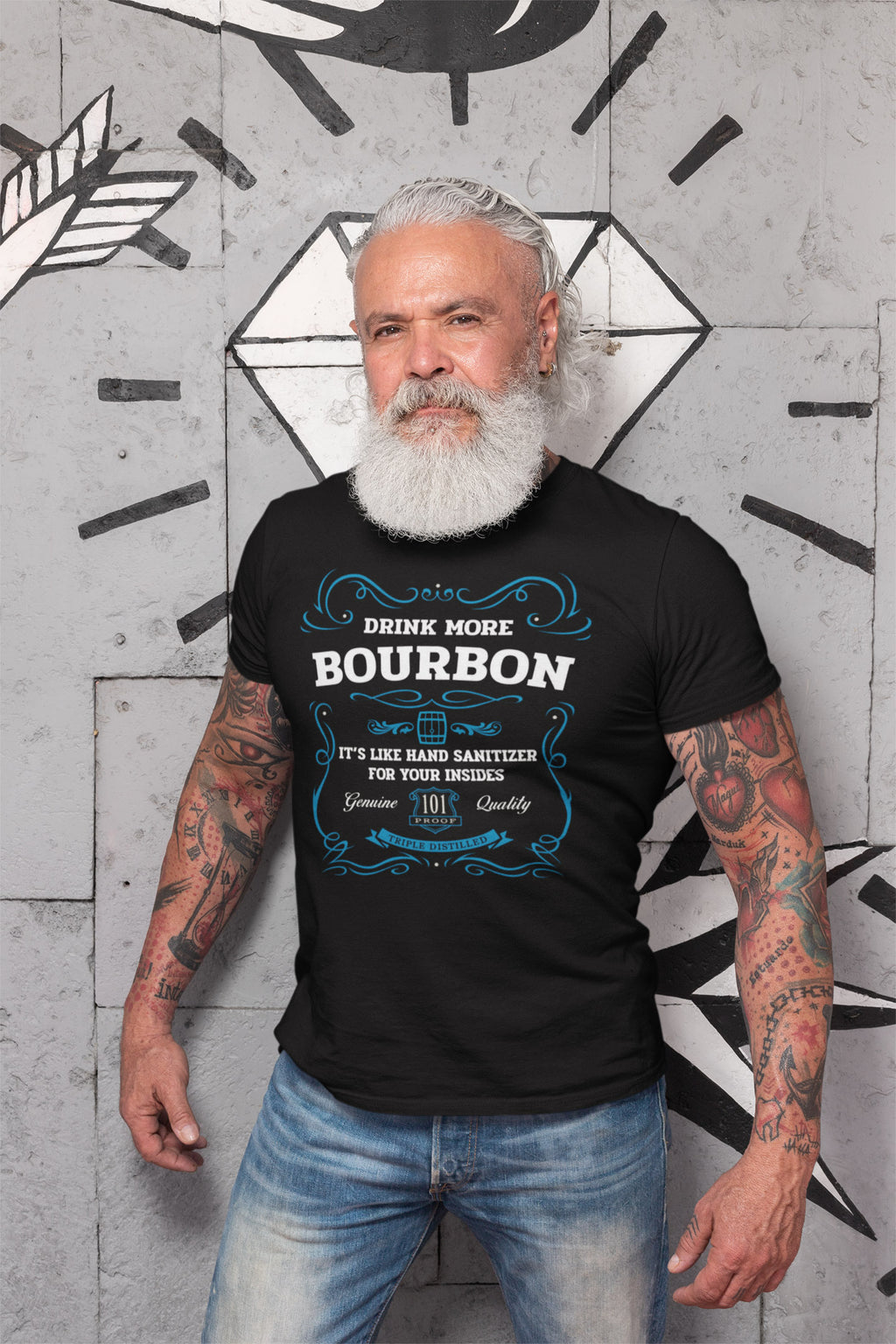 Whiskey-themed shirt with triple distilled and 101 proof parody