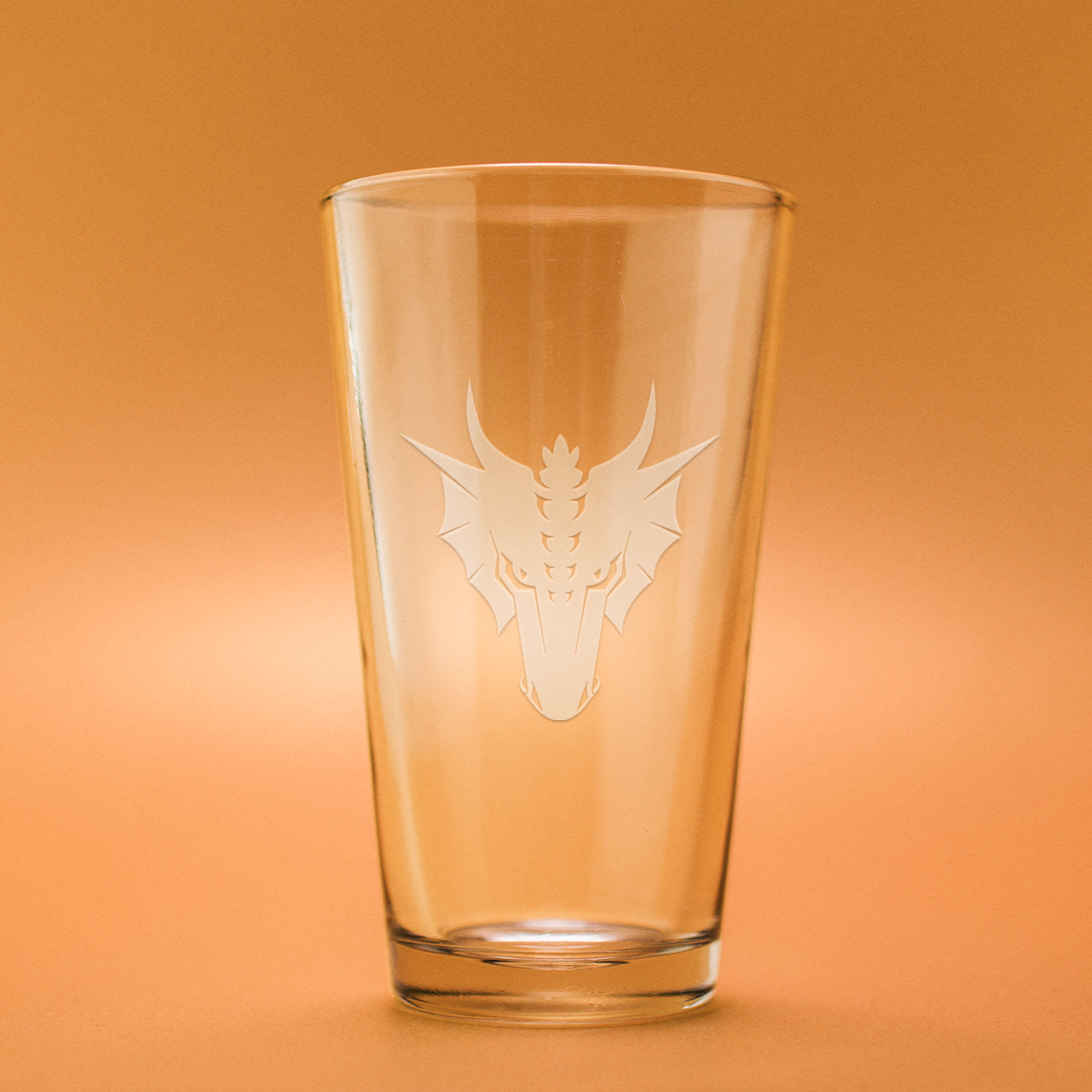 Dragon Head Etched Beer Glass