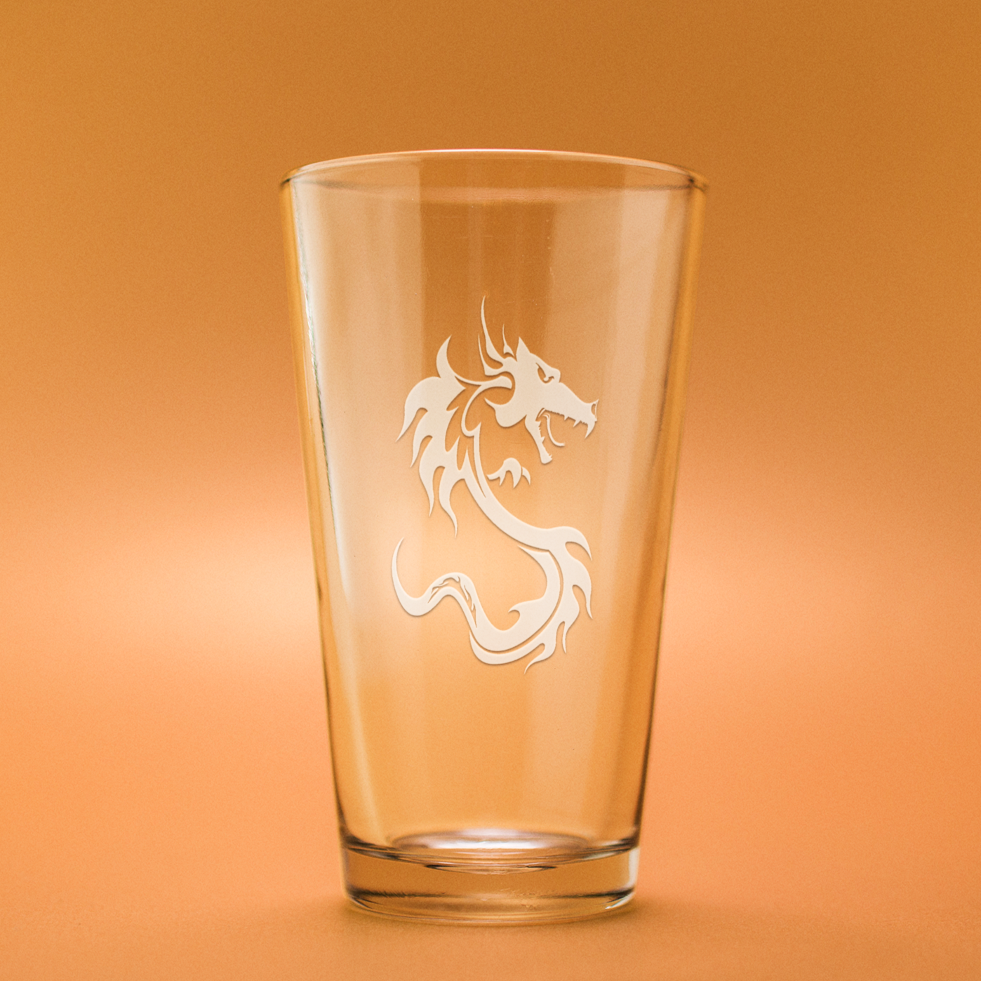 Tribal Dragon Etched Beer Glass